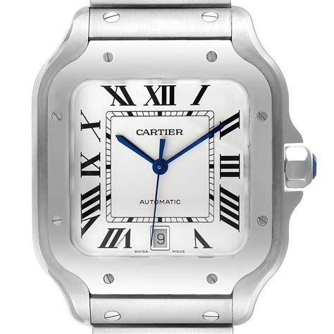 cartier santos silvered opaline dial men's watch wssa0018|cartier santos opaline watch.